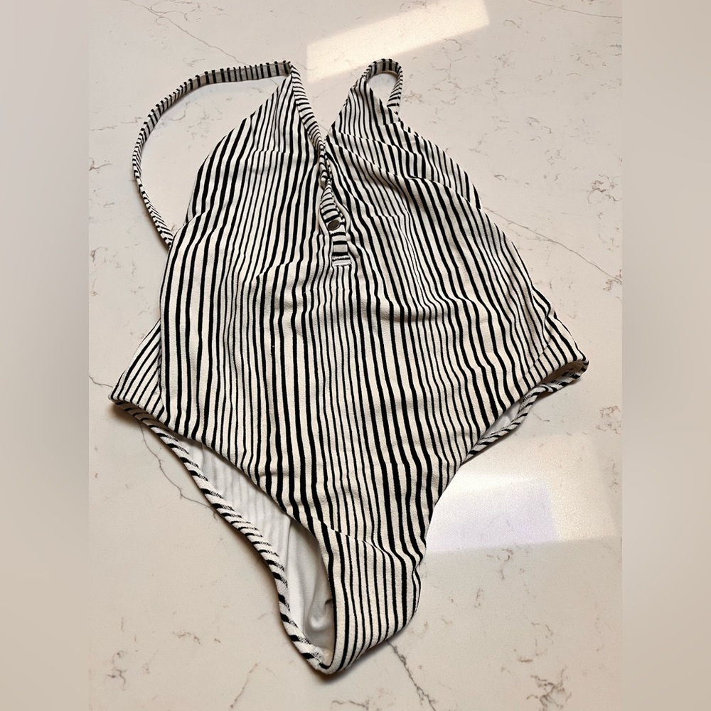 Billabong Black and White Striped Kids One Piece